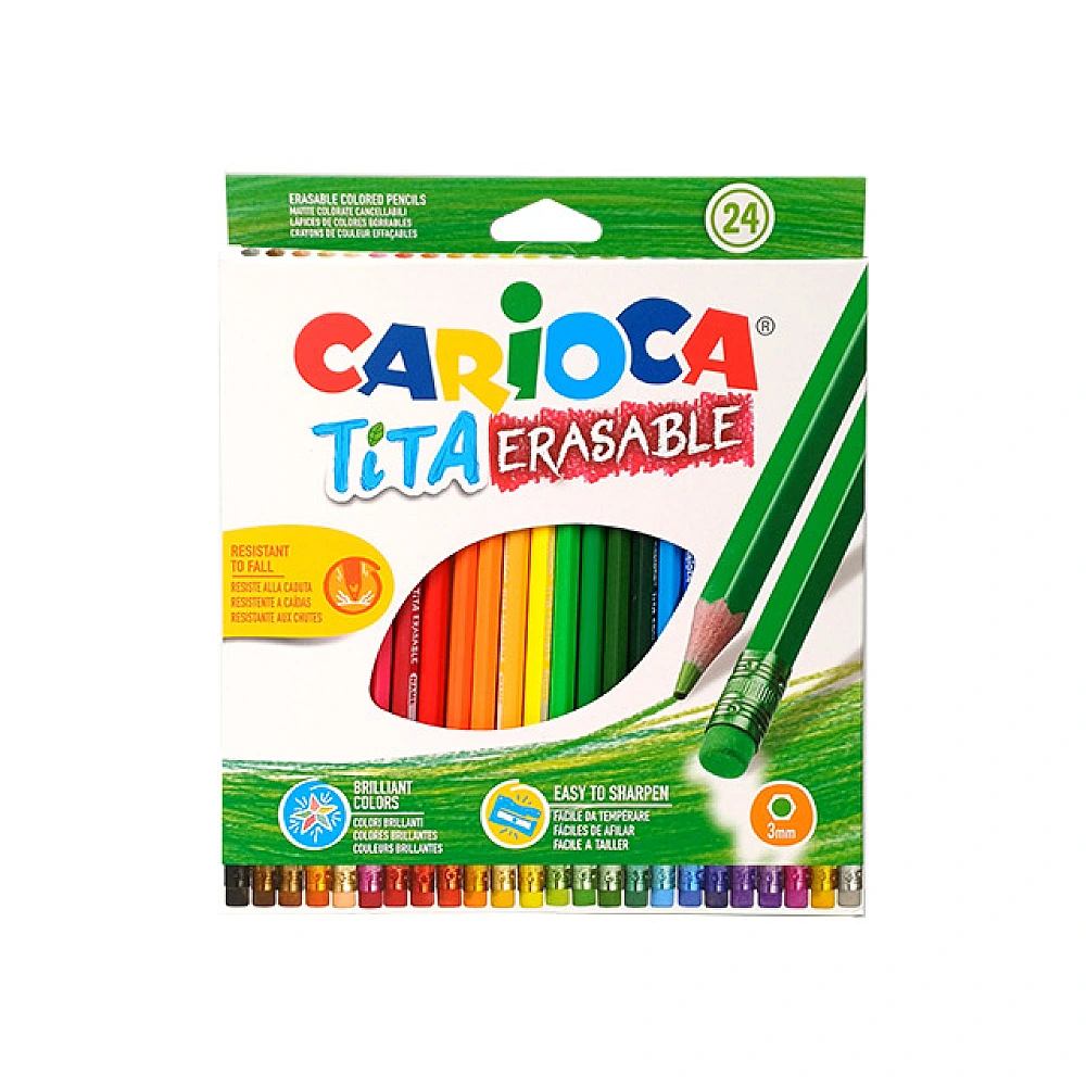 Set de creioane colorate Carioca Tita Erasable 24 buc