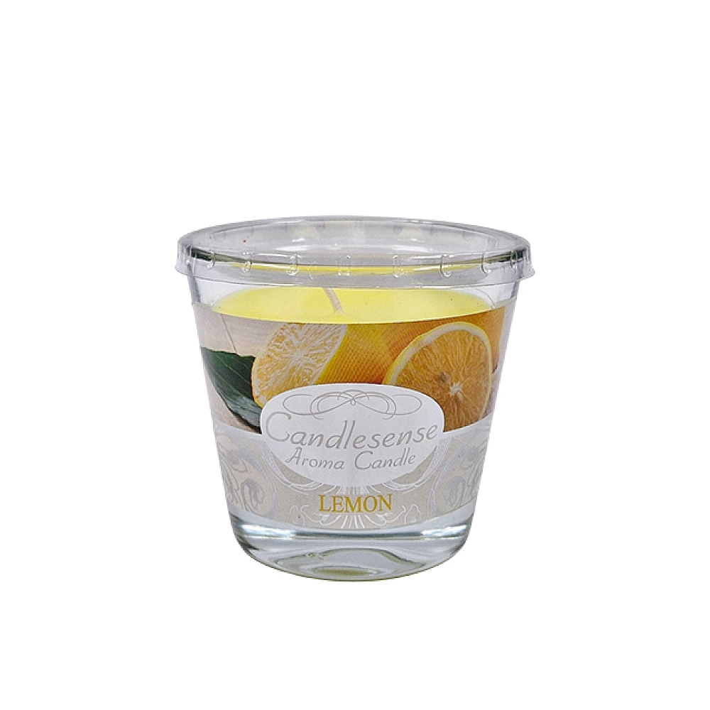 Lumanare aromatizata in pahar 9X8cm, 26ore,  Citrice stralucitoare