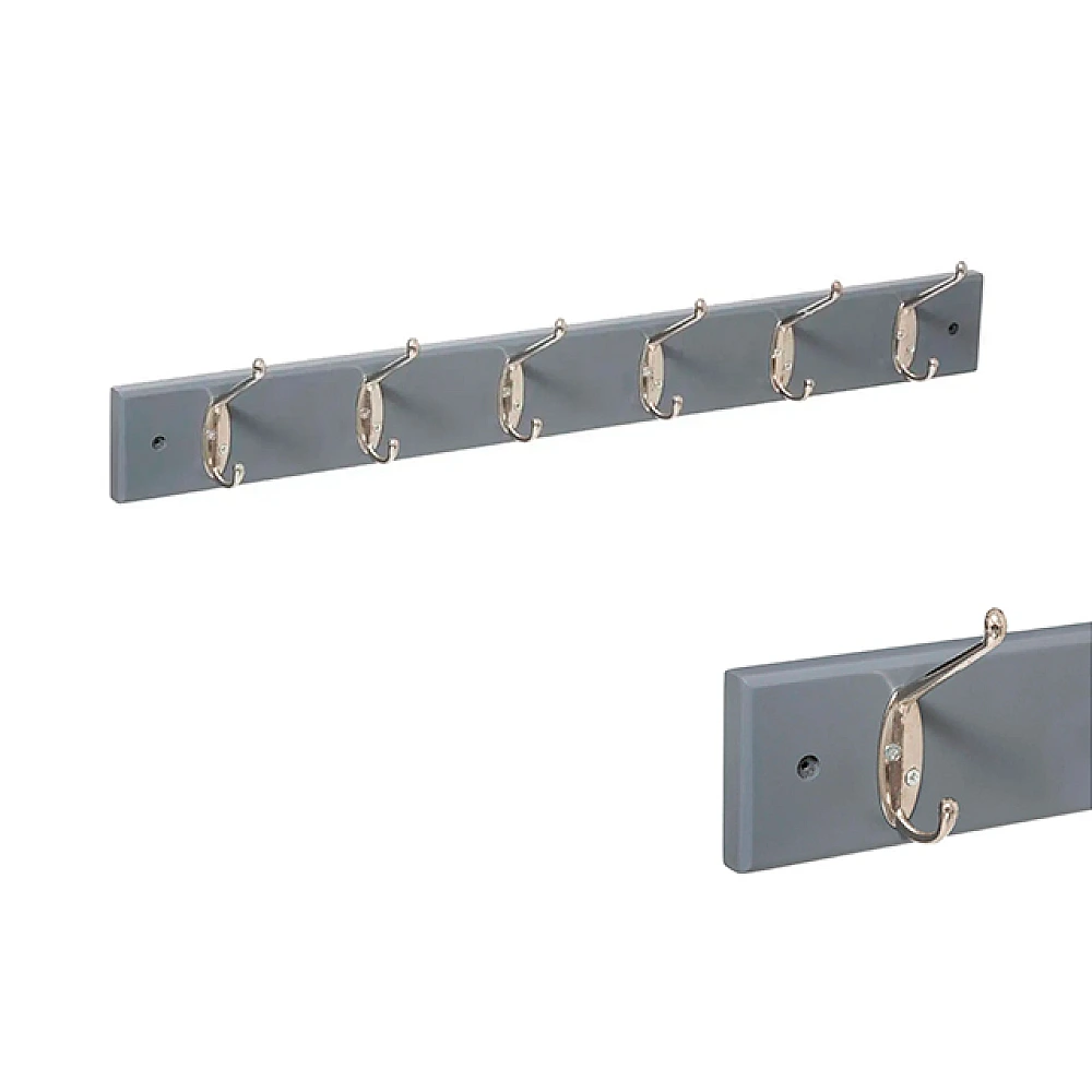 Cuier de perete cu 6 carlige 58X6.5cm Five, lemn gri/metal