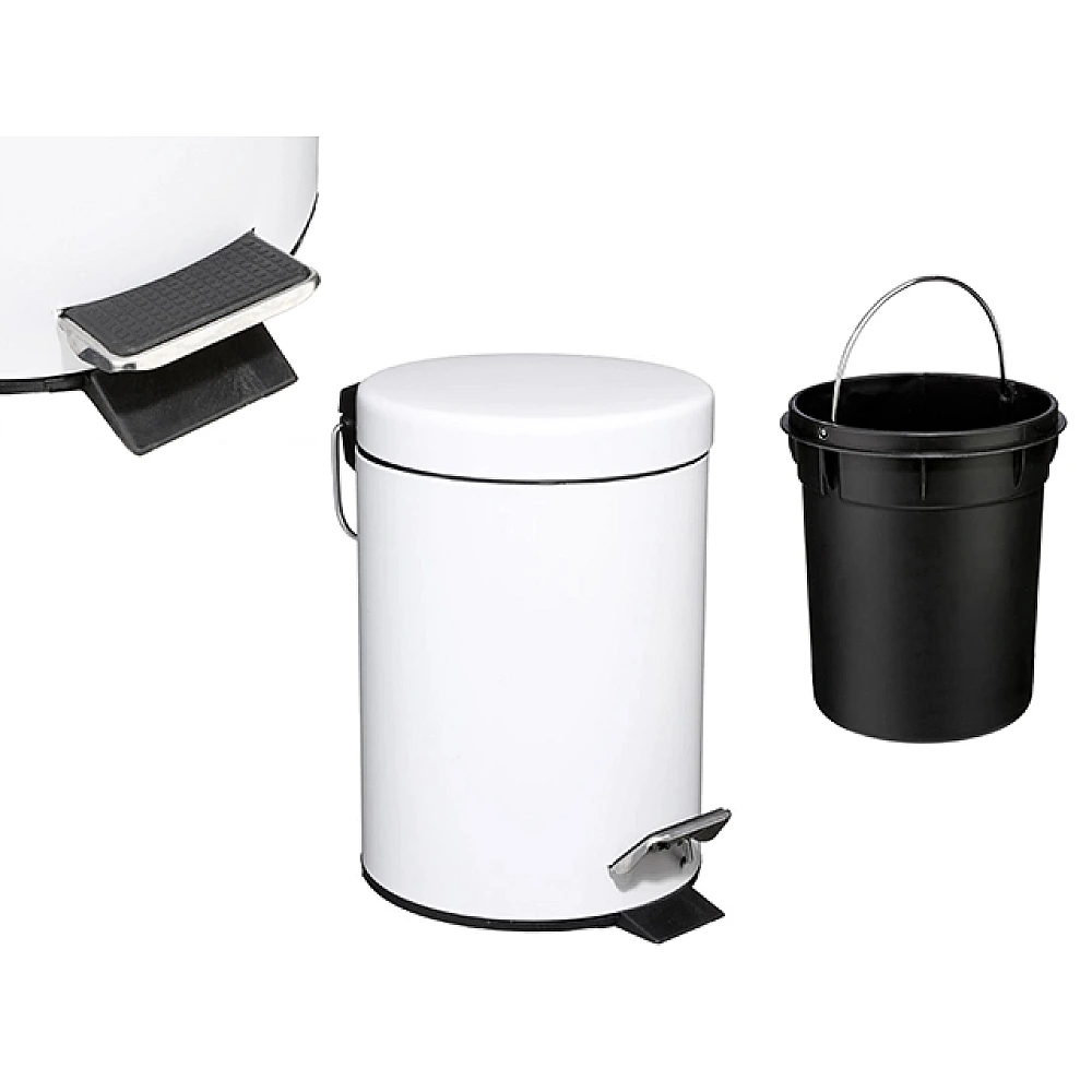 Cos pentru gunoi cu pedala Five 3l D17X24.5cm, metal, alb