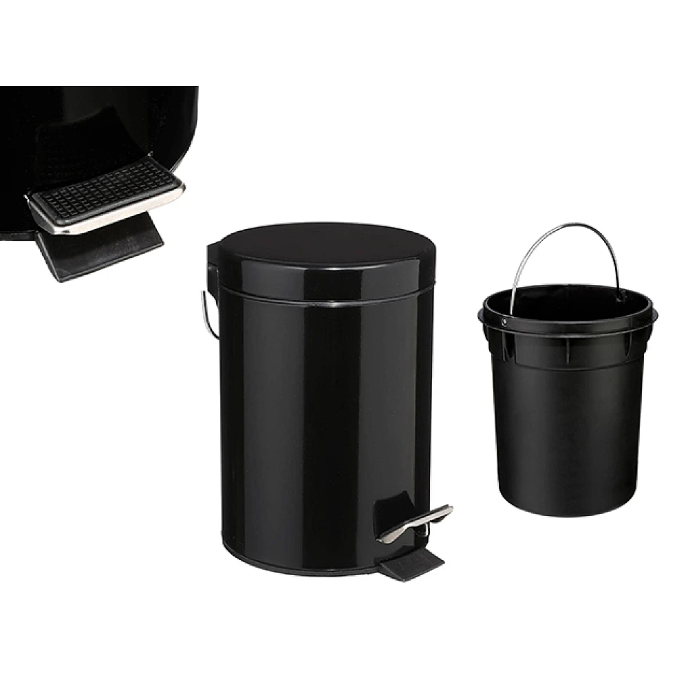 Cos pentru gunoi cu pedala Five 3l D17X24.5cm, metal, negru