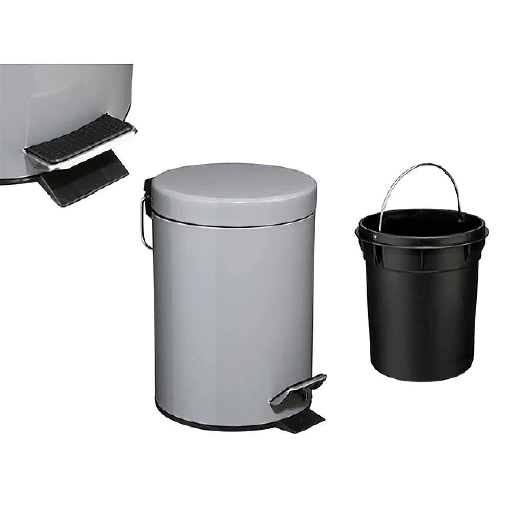 Cos pentru gunoi cu pedala Five 3l D17X24.5cm, metal, gri