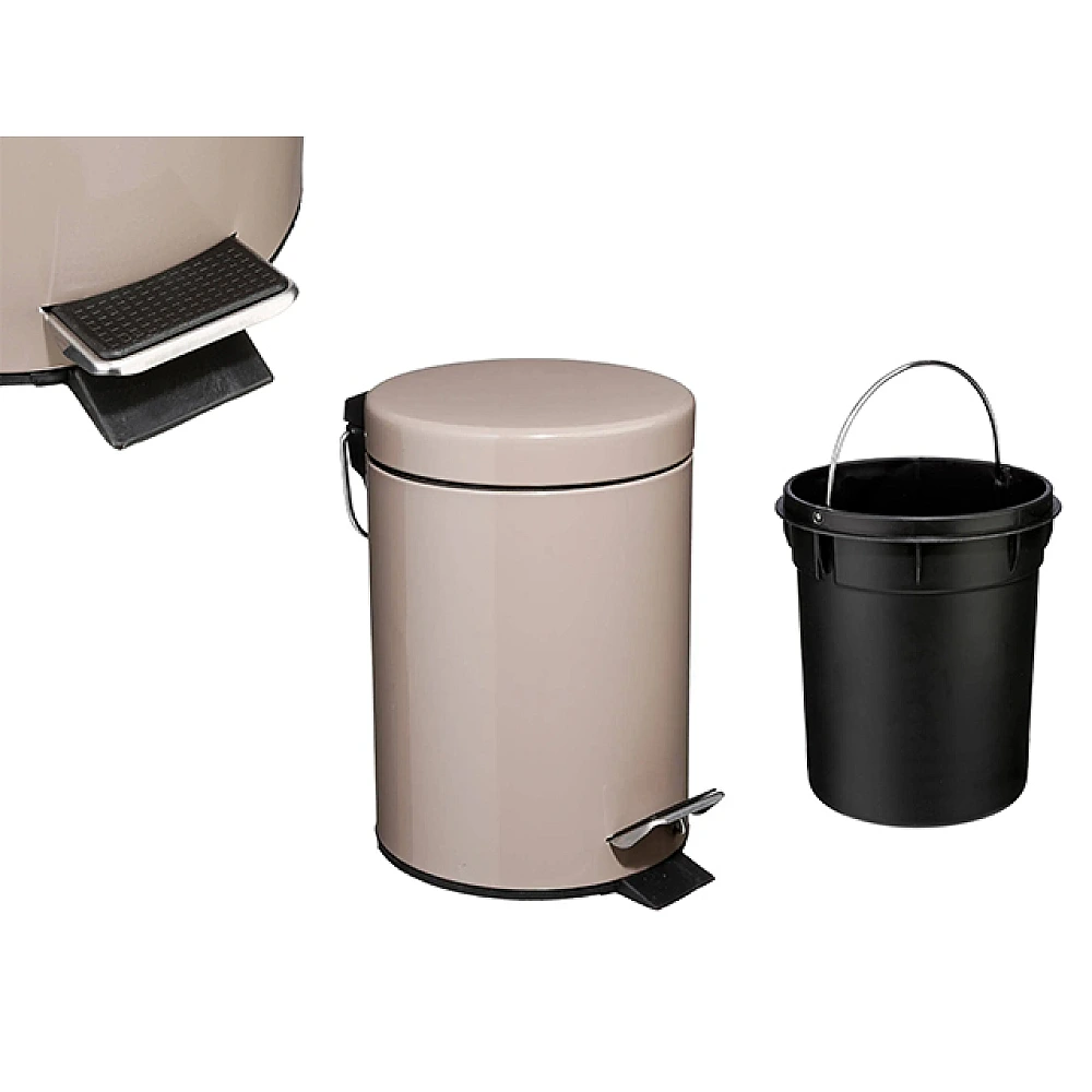 Cos pentru gunoi cu pedala Five 3l D17X24.5cm, metal, bej