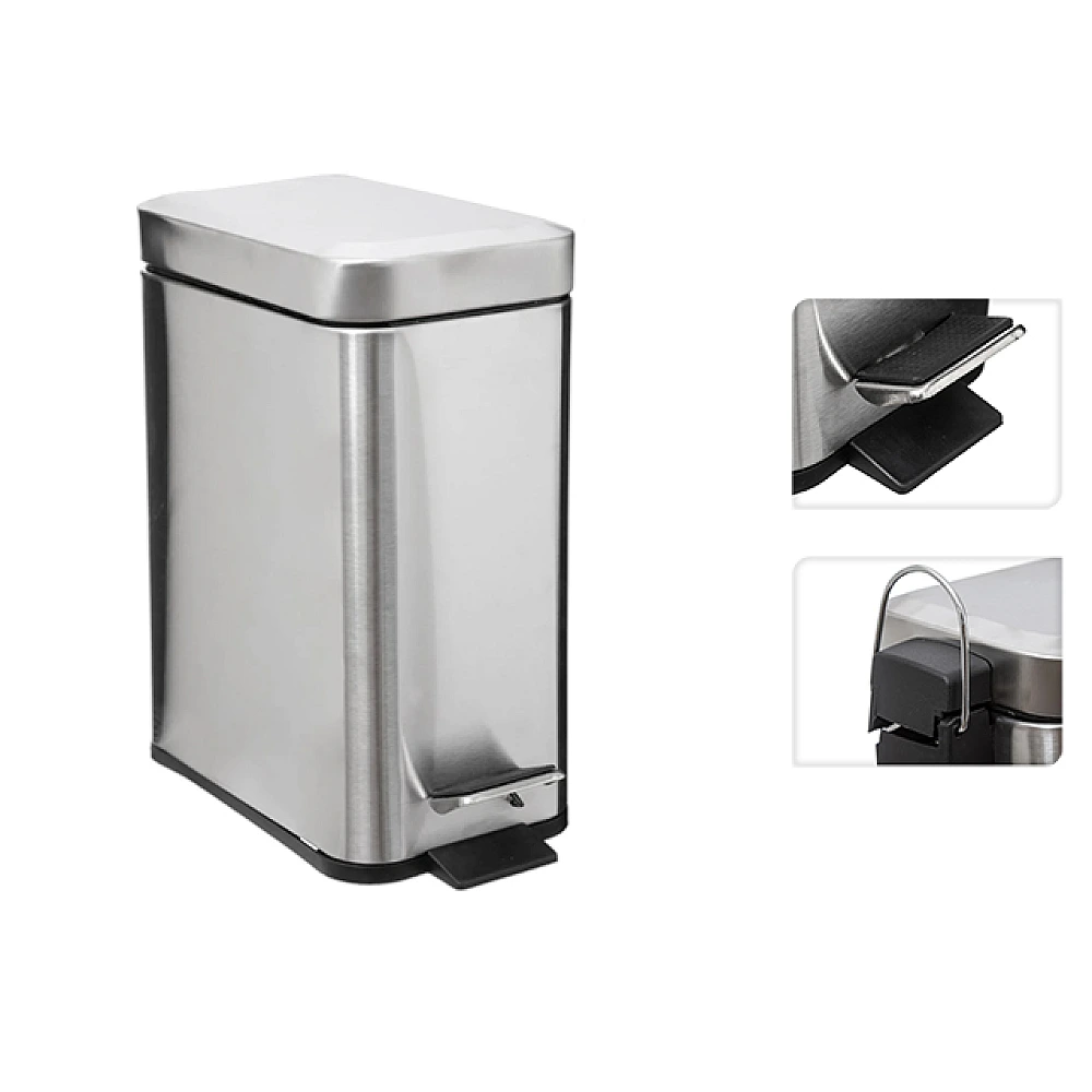 Cos pentru gunoi cu pedala Five Poubelle 5l, metal, argintiu