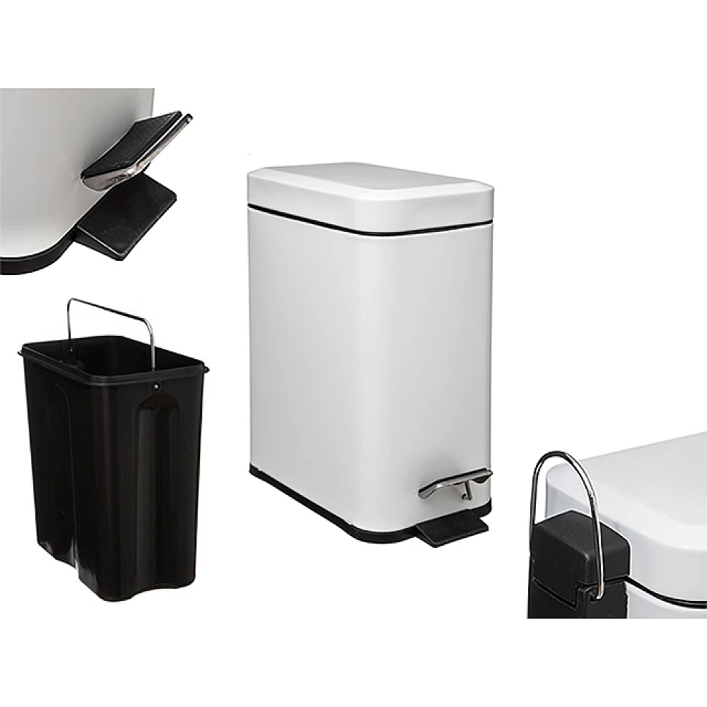 Cos pentru gunoi cu pedala Five Poubelle 5l, metal, alb