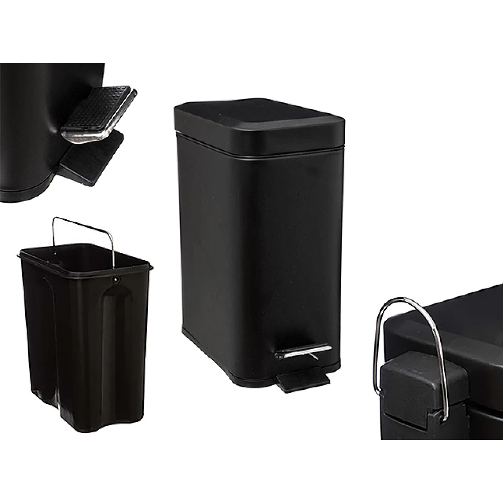 Cos pentru gunoi cu pedala Five Poubelle 5l, metal, negru