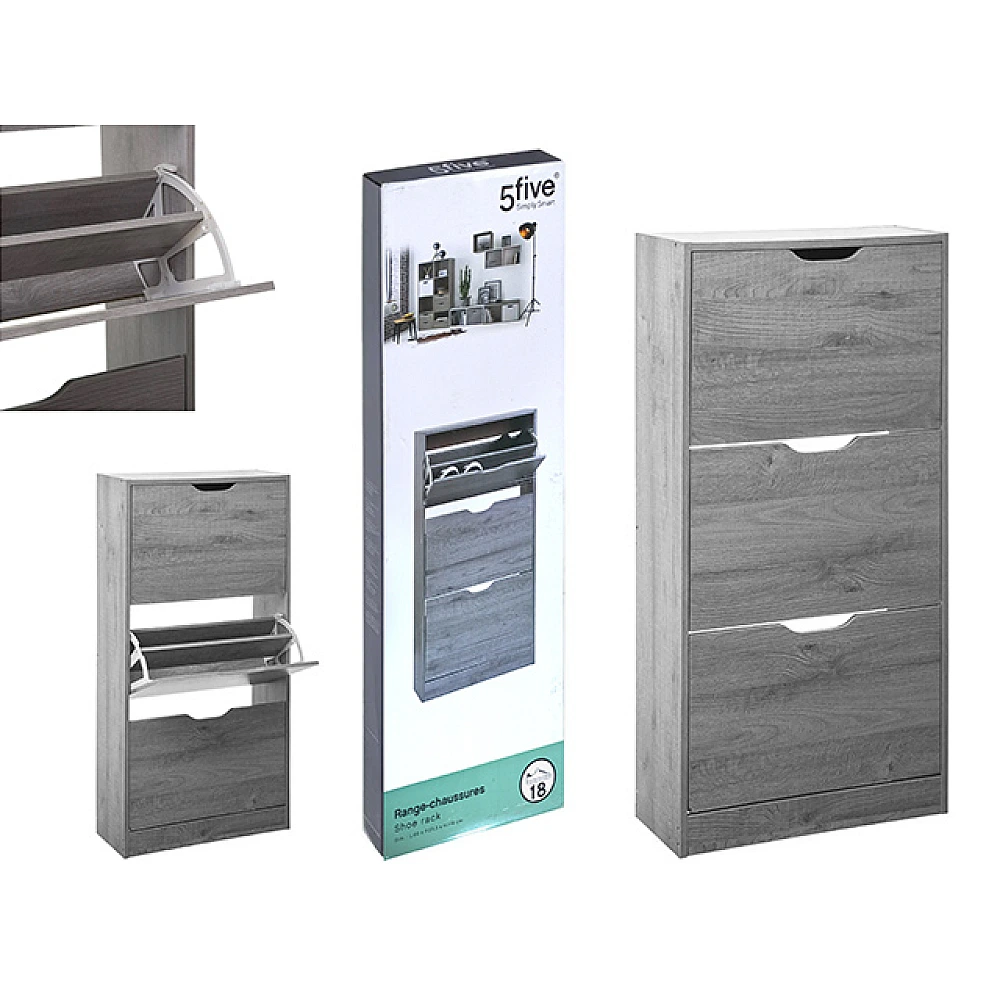Dulap pentru incaltaminte 3 sectiuni Five 60X23.3X119cm, gri