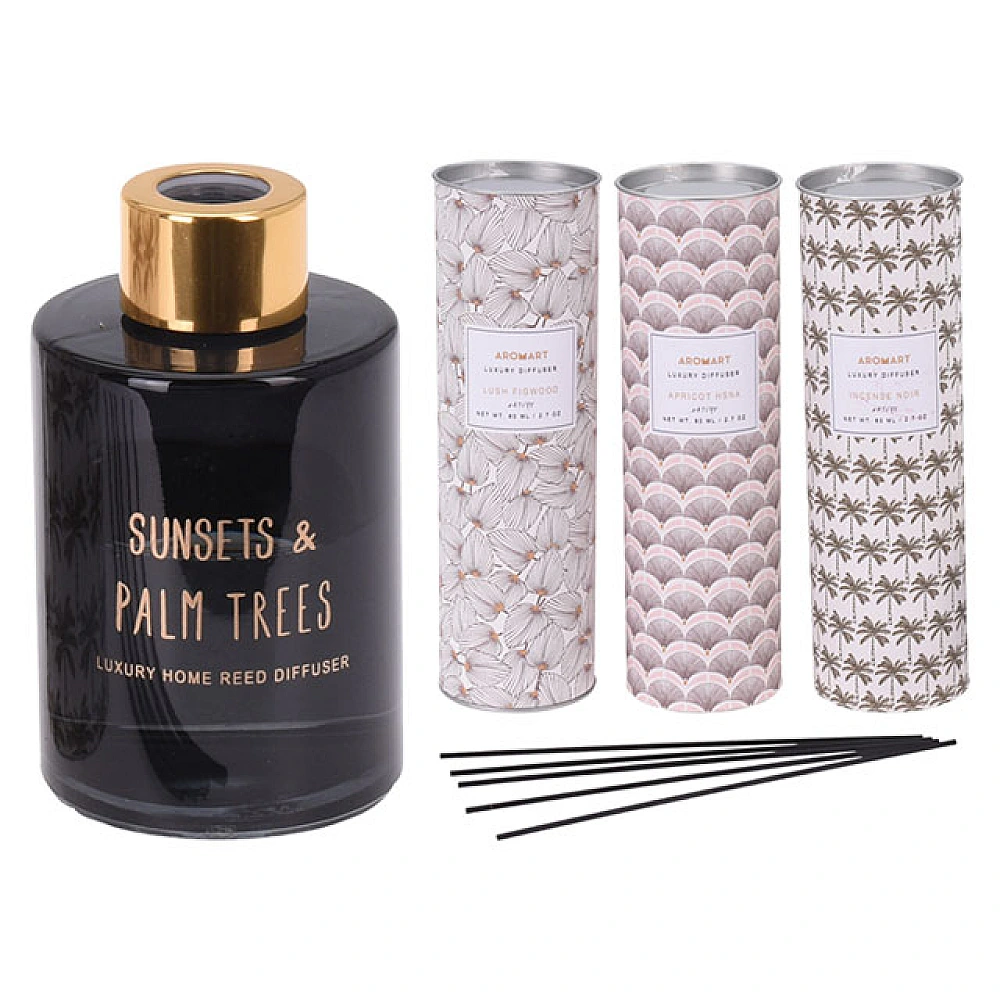 Aromatizator 80ml + baghete, 3 mirosuri, in tub 