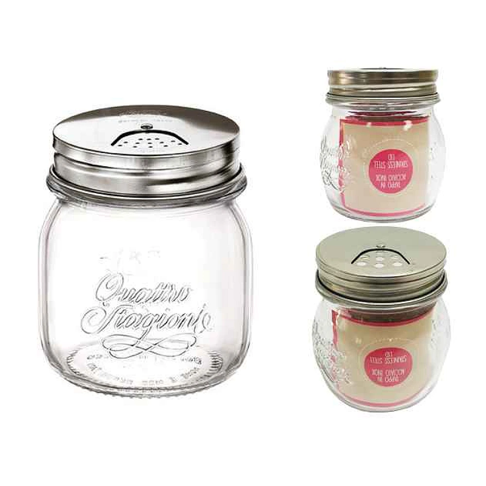 Borcan din sticla Q.S.Genietti 0.25l cu capac pentru sare si condimente