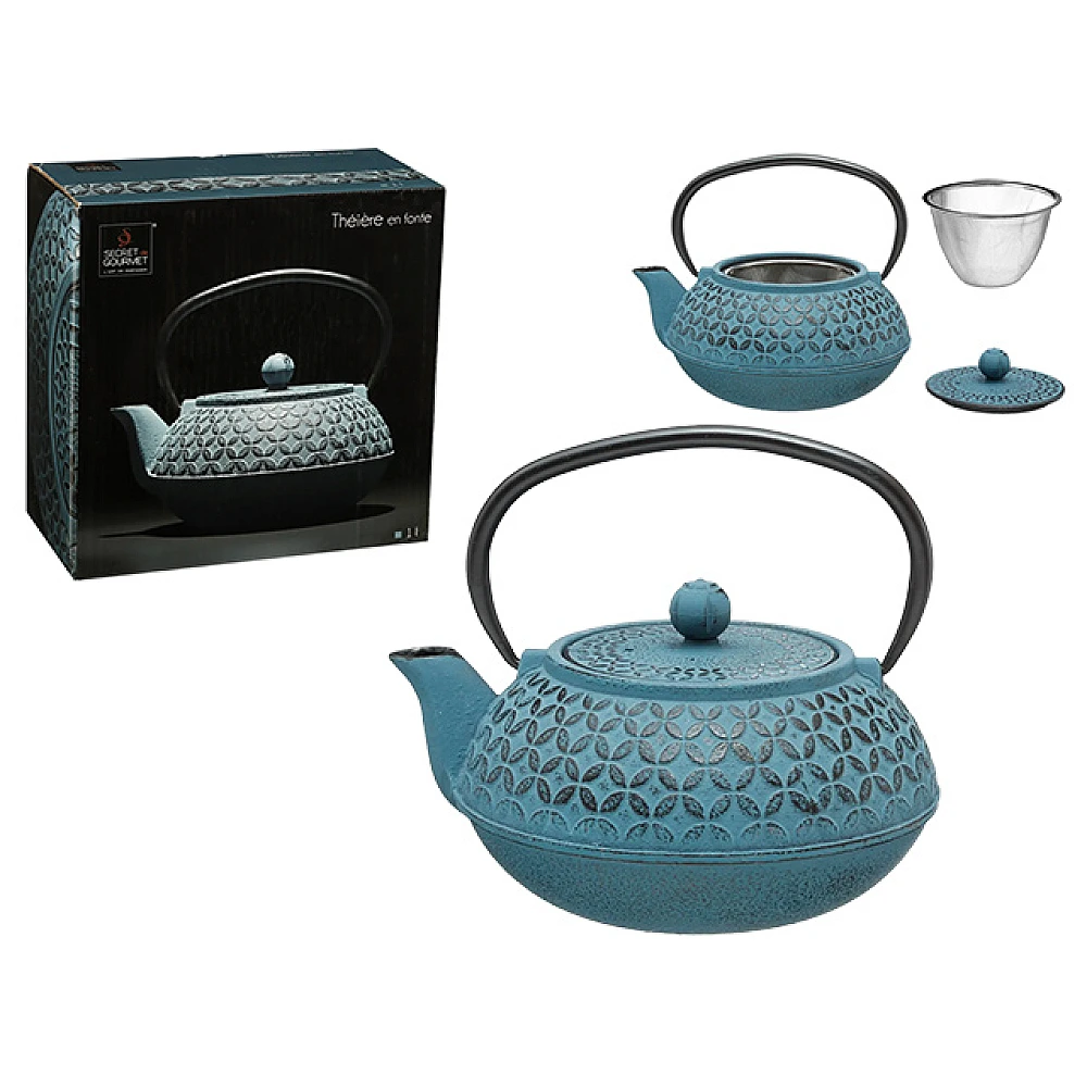 Ceainic din fonta 1l SG Flower, albastru