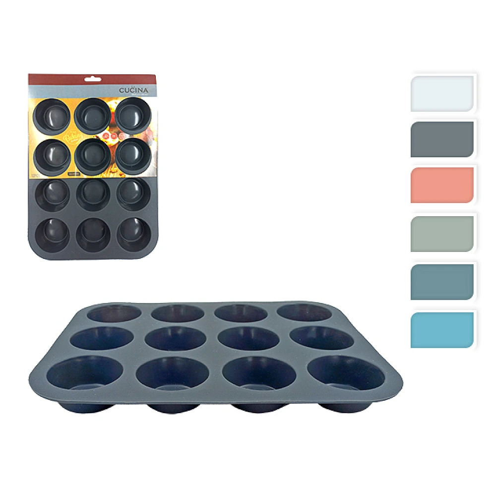 Formă pentru copt de 12 checuri din silicon Cucina 24.5X32cm