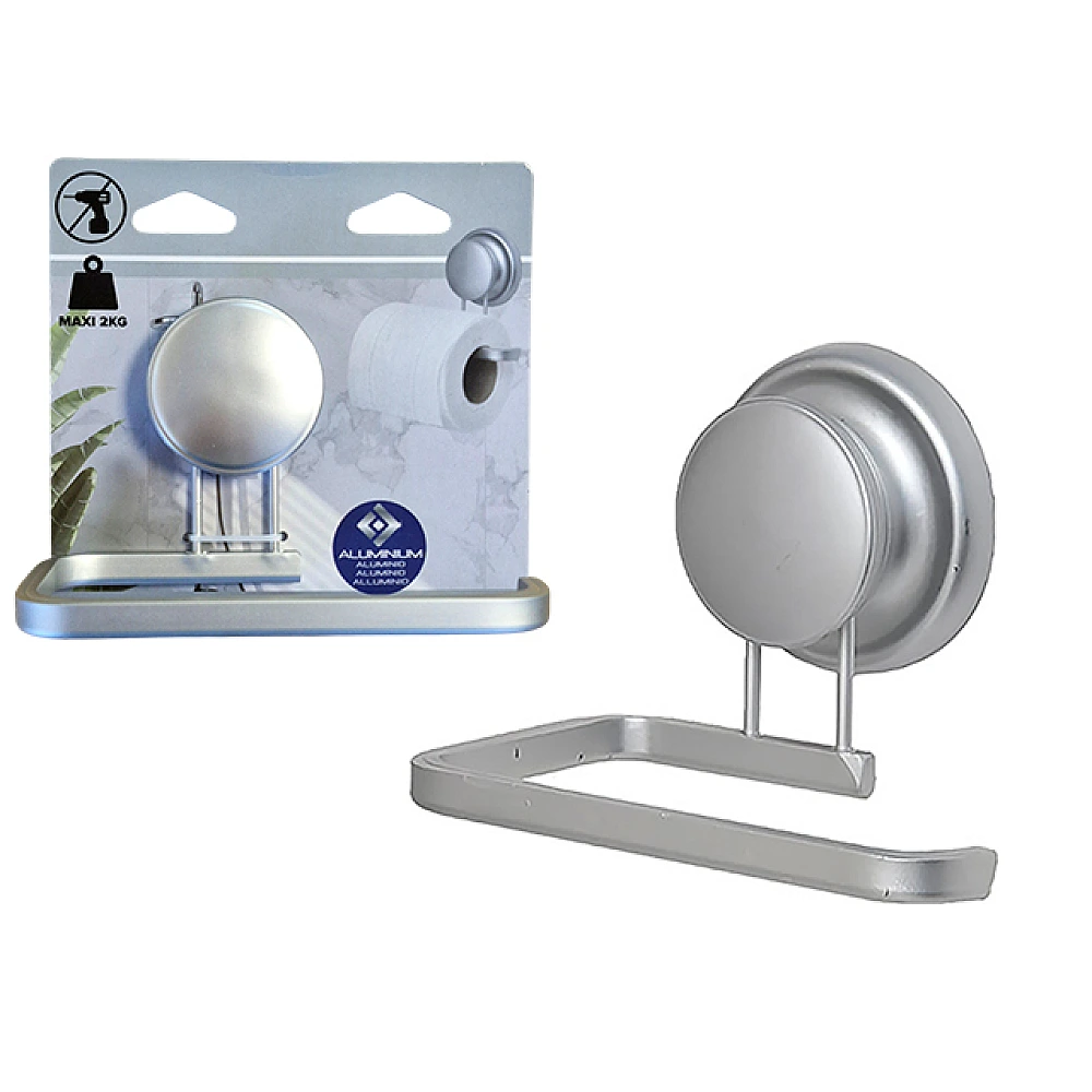 Suport pentru hârtie WC pe ventuze Tendance Aluminium 14X10X9.5cm, gri
