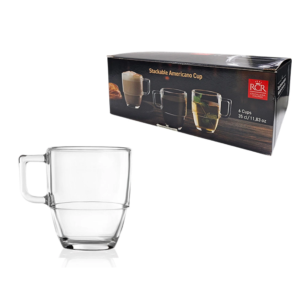 Set cani de cristal 6buc,350 ml, Caffe Americano