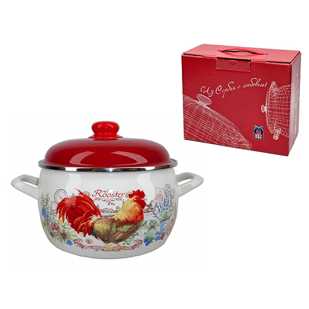 Cratita emailata Сocosul de aur 16 cm, 2.2 l, capac din metal