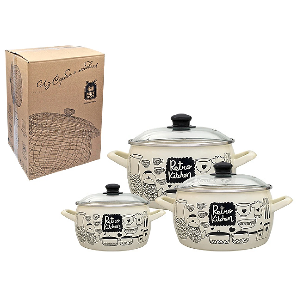 Set cratite emailat Retro 3buc