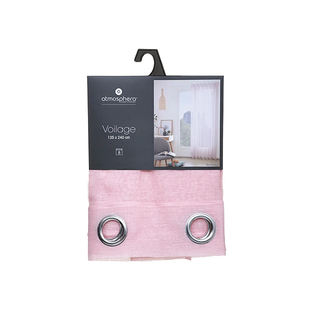 Perdea transparenta 135X240cm Atmosphera Moly, roz, poliester