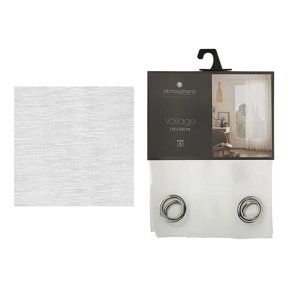 Perdea transparenta 135X240cm Atmosphera Moly, alba, poliester
