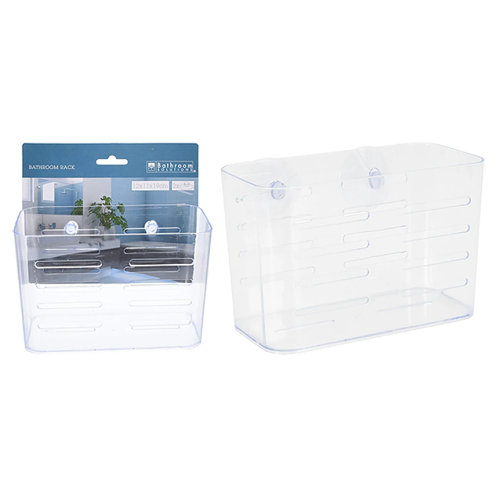 Coș de baie 12cm x 11cm Bathroom, cu 2 ventuze, din plastic 