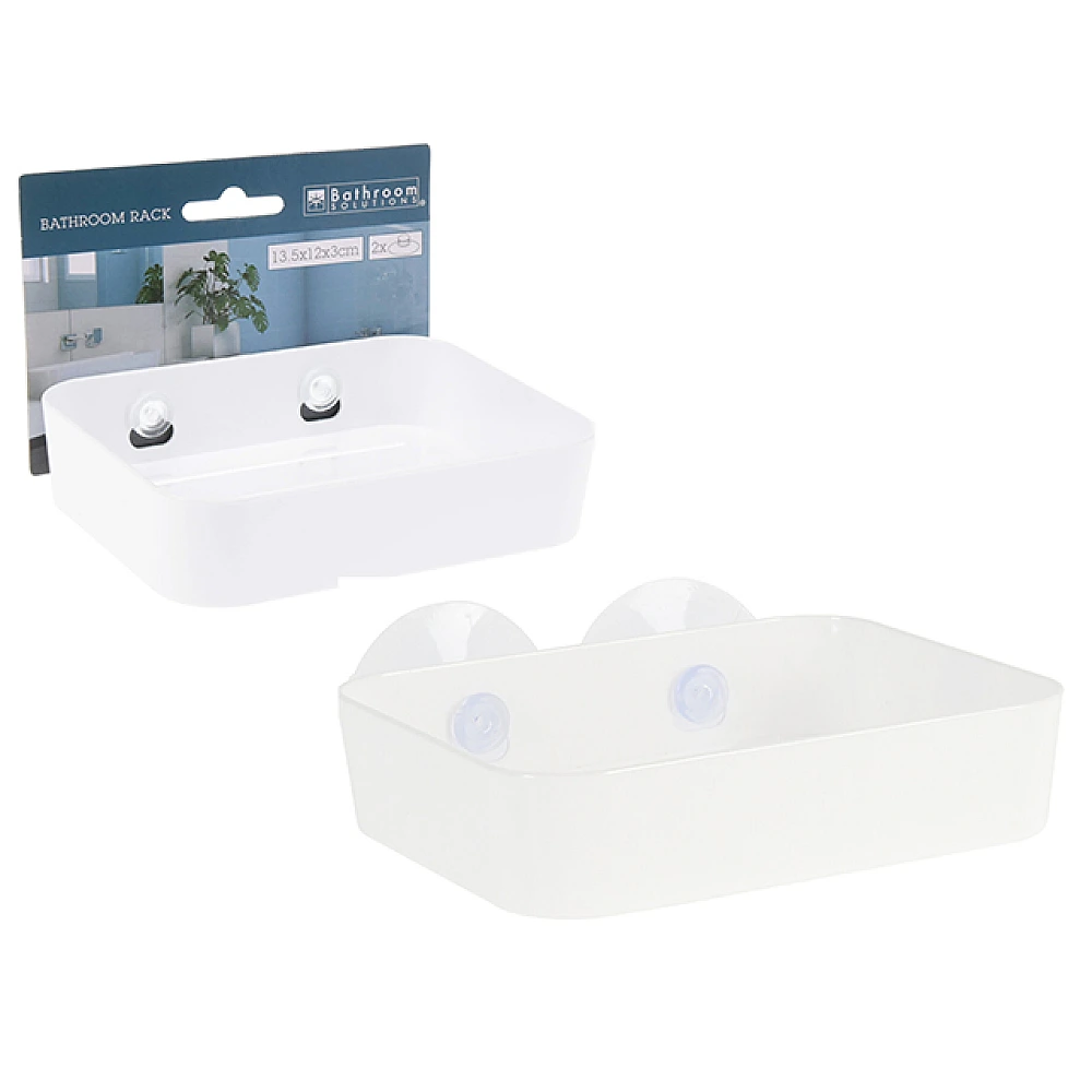 Sapuniera de perete 13x12x3 Bathroom , cu 2 ventuze, albă 