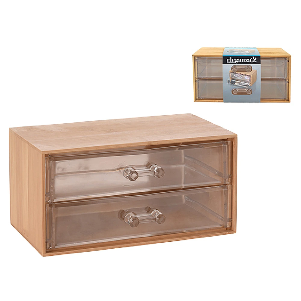 Organizator 2 cutii bambus Eleganza 18.5X11.5X9cm
