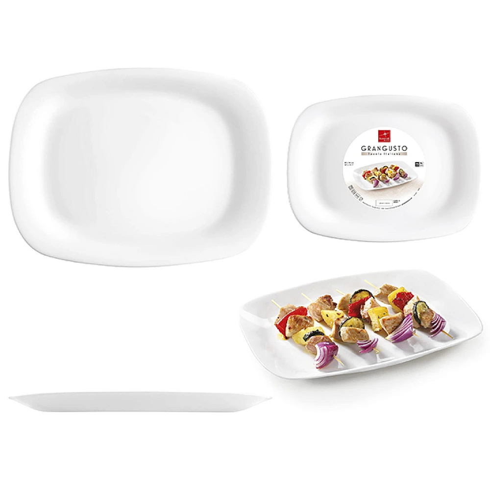 Platou 33X24cm Grangusto alb, sticla de opal