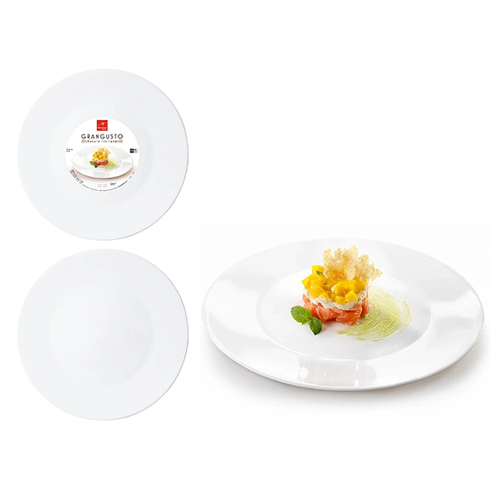 Platou 33cm Grangusto alb, sticla de opal