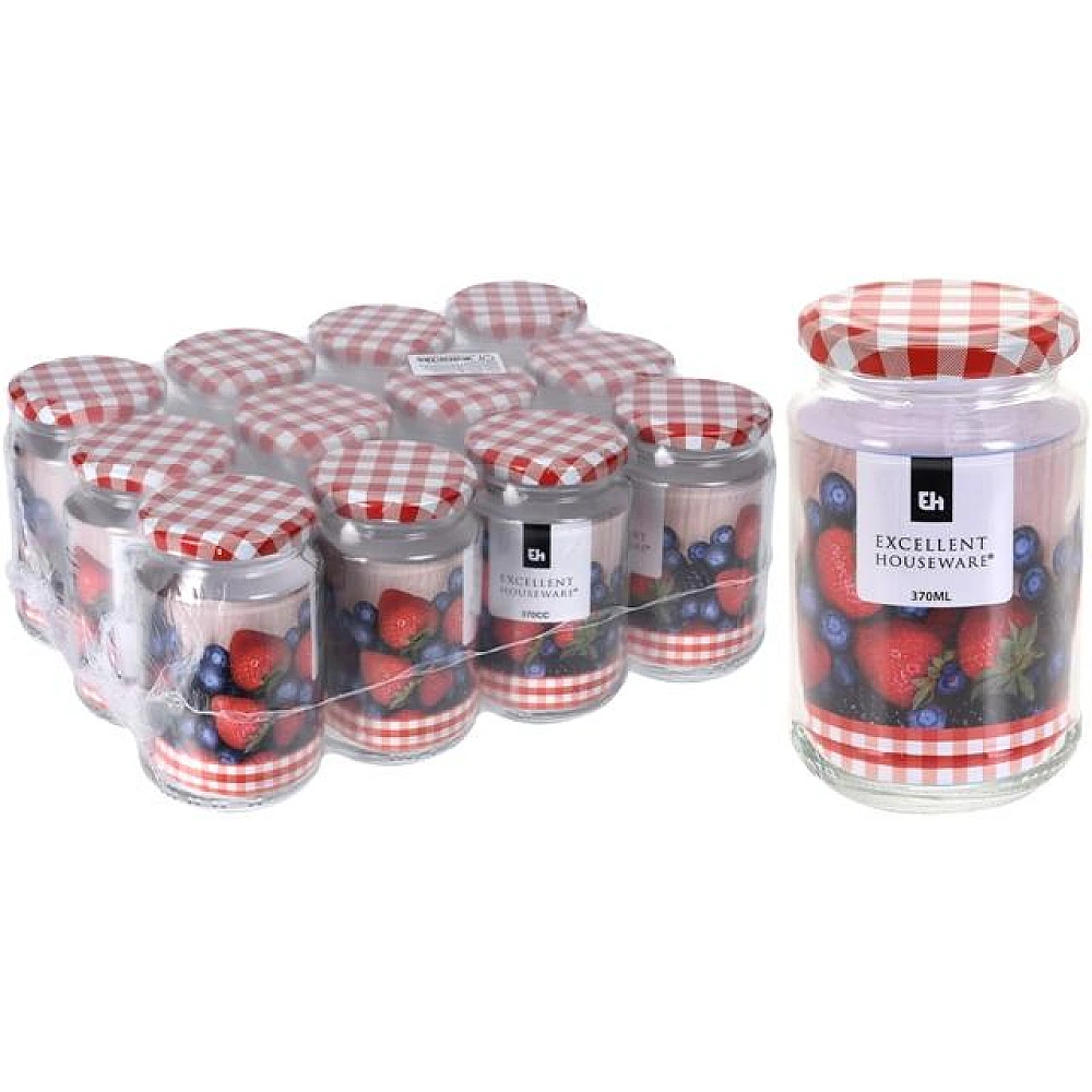 Borcan din sticla cu capac EH 0.37l, H12cm