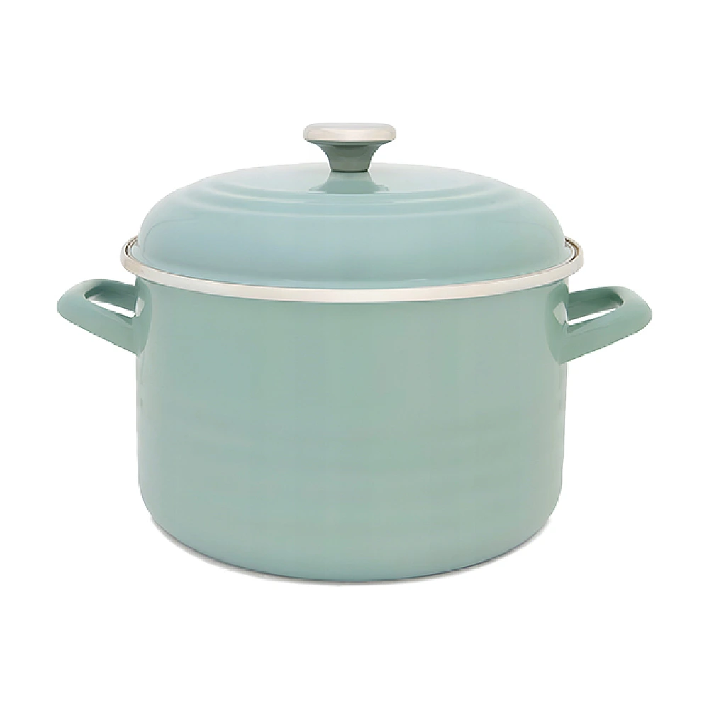 Cratita emailata Waves Green 20 cm, 4 l, capac din metal