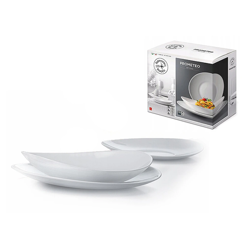 Set farfurii Bormioli Prometeo 18buc, sticla de opal