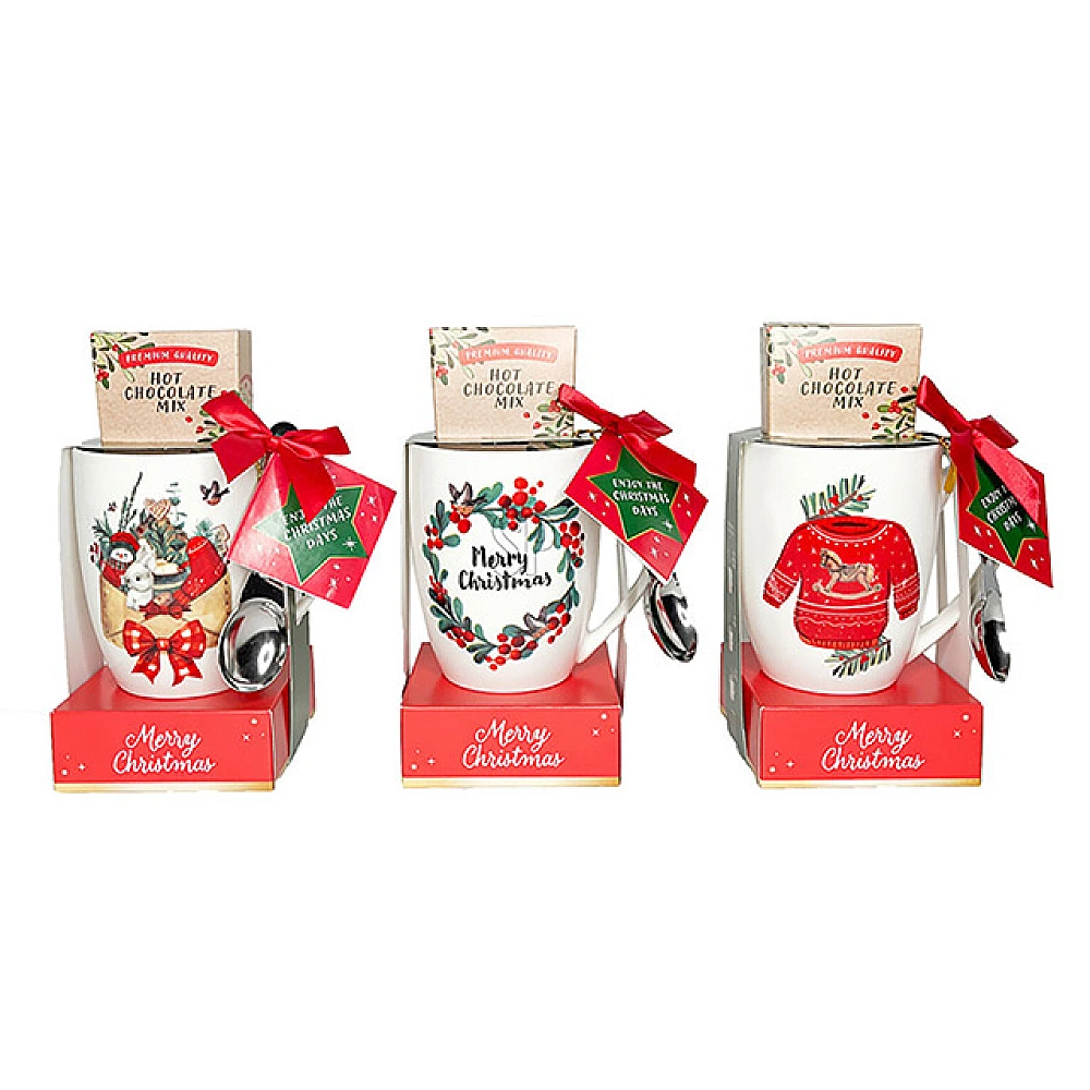 Set Becky Christmas: cana, lingura, ciocolata calda, 3 modele