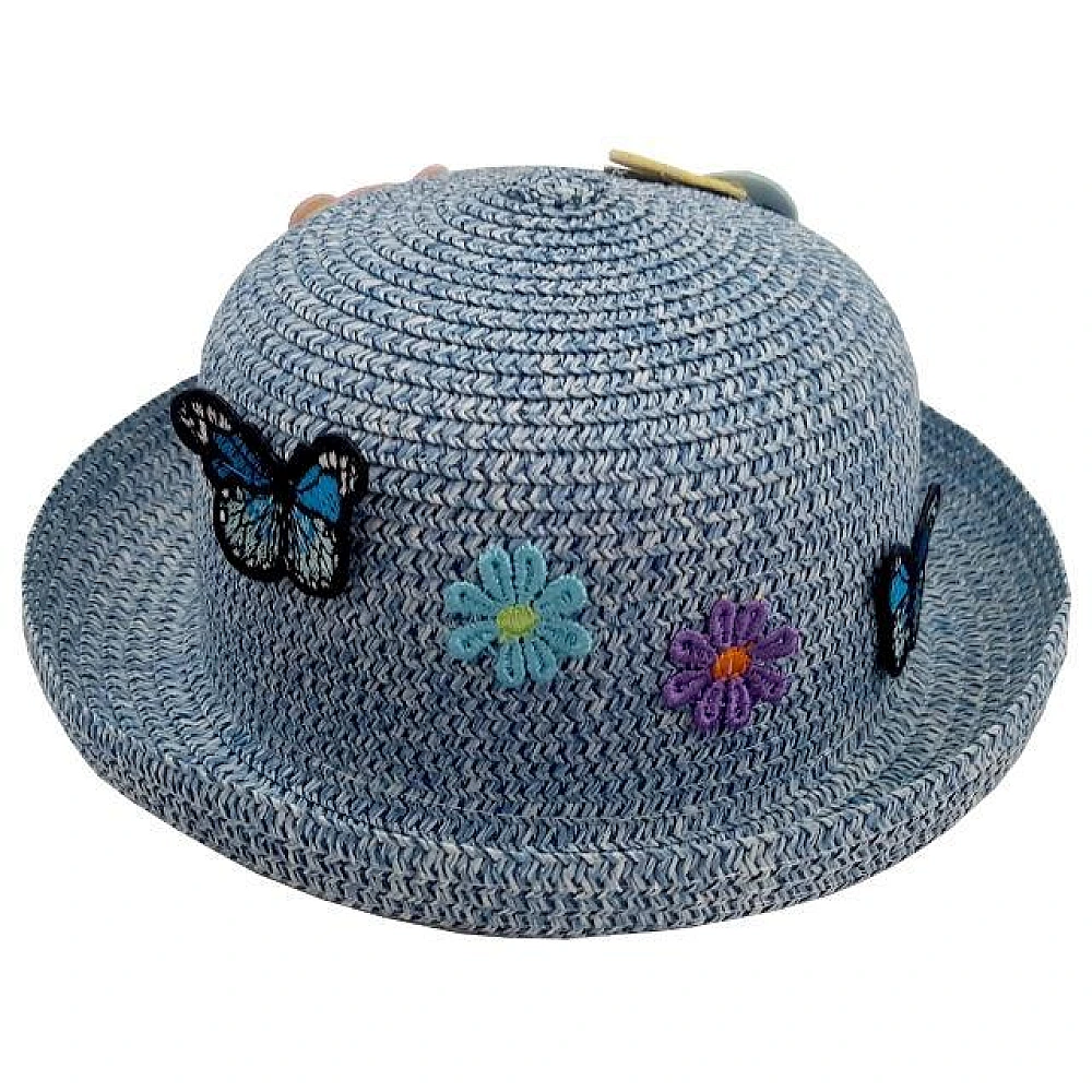 Palarie de vara pentru copii D24cm cu flori si fluturi