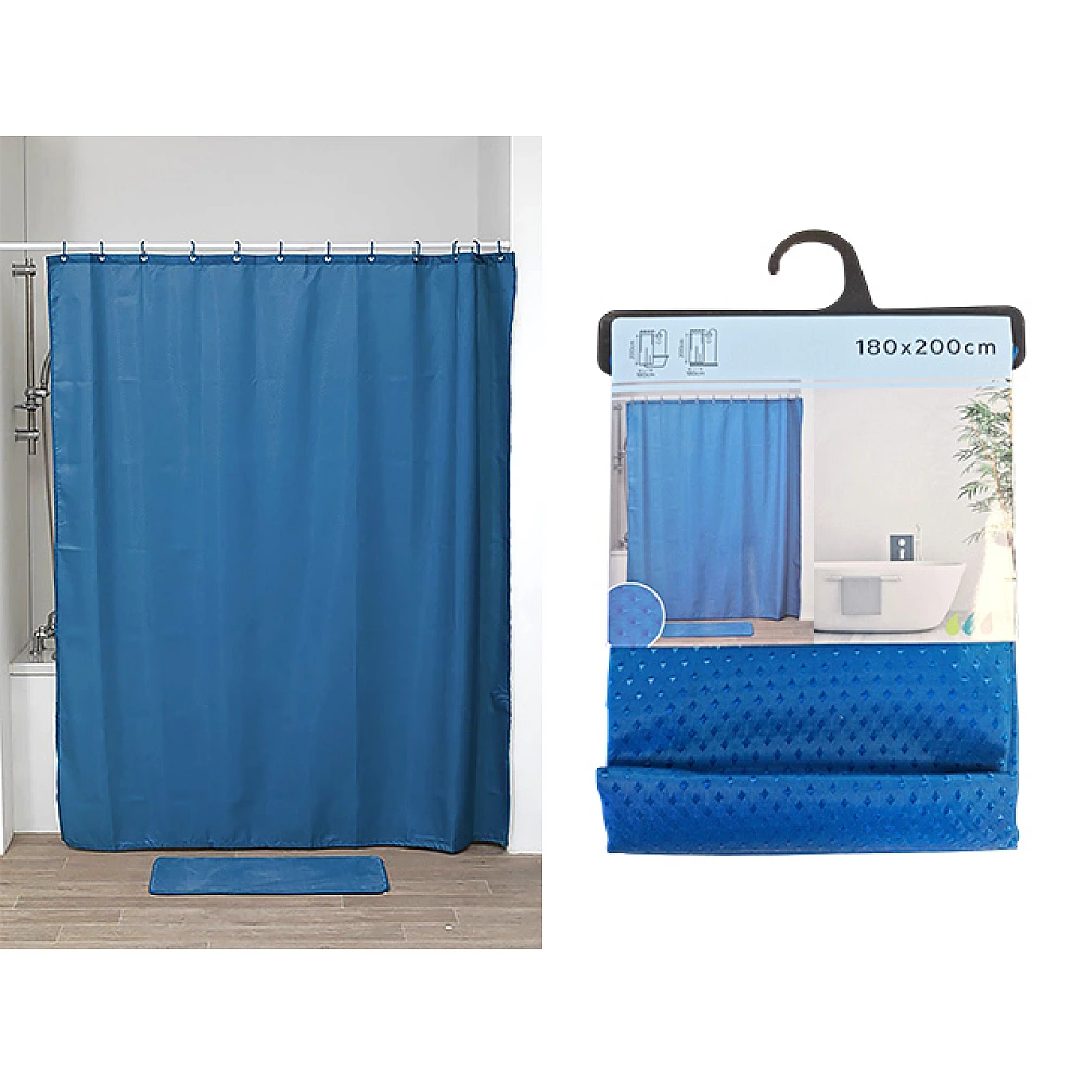 Perdea pentru dus 180X200cm Tendance Diamond albastră, poliester