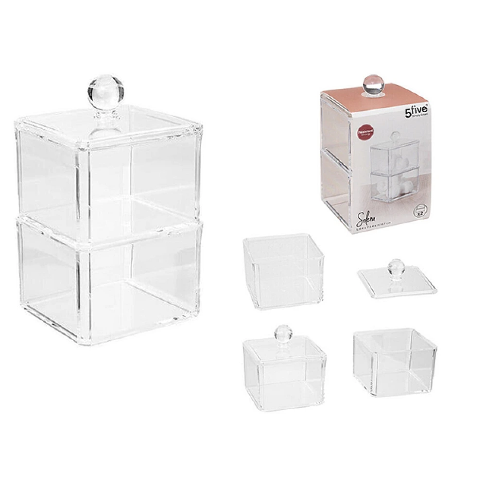 Organizator pentru cosmetică, 2 sectiuni Five Selena 9.4X9.4X16.7cm, plastic