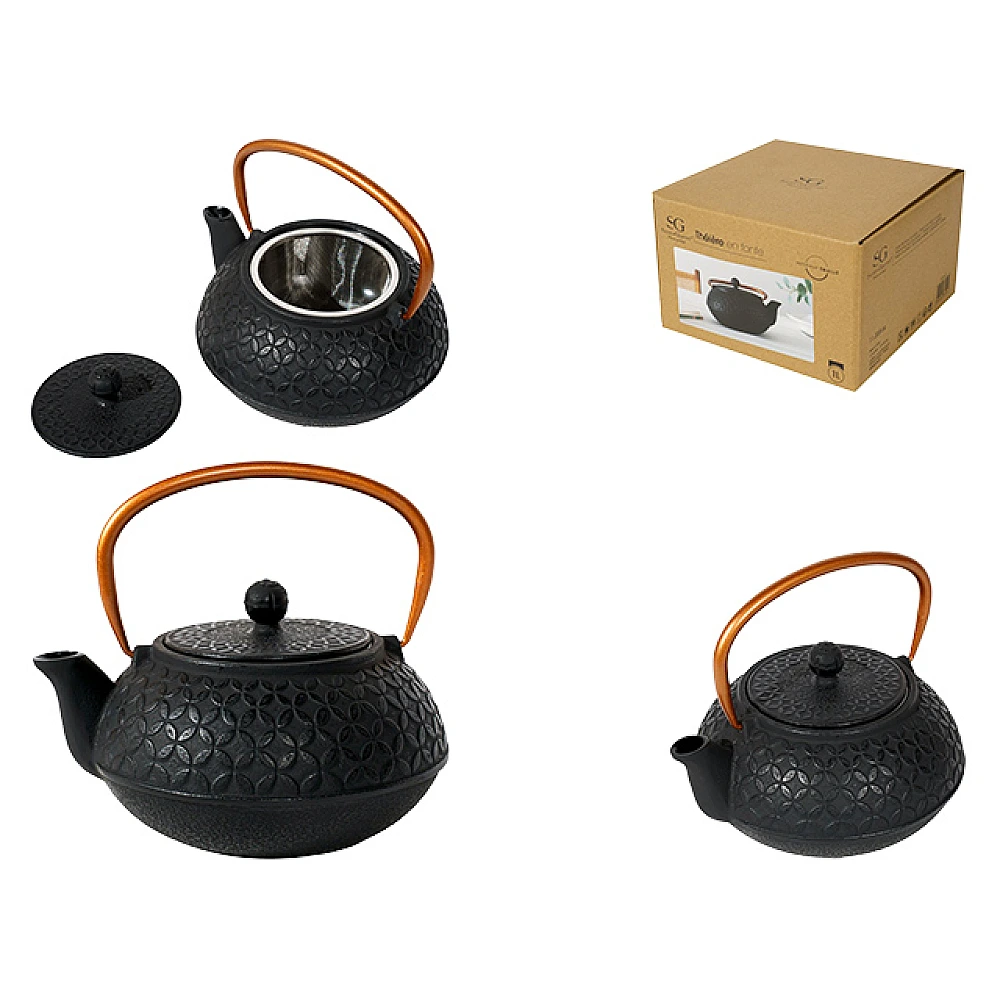 Ceainic din fonta 1l SG Flower, negru