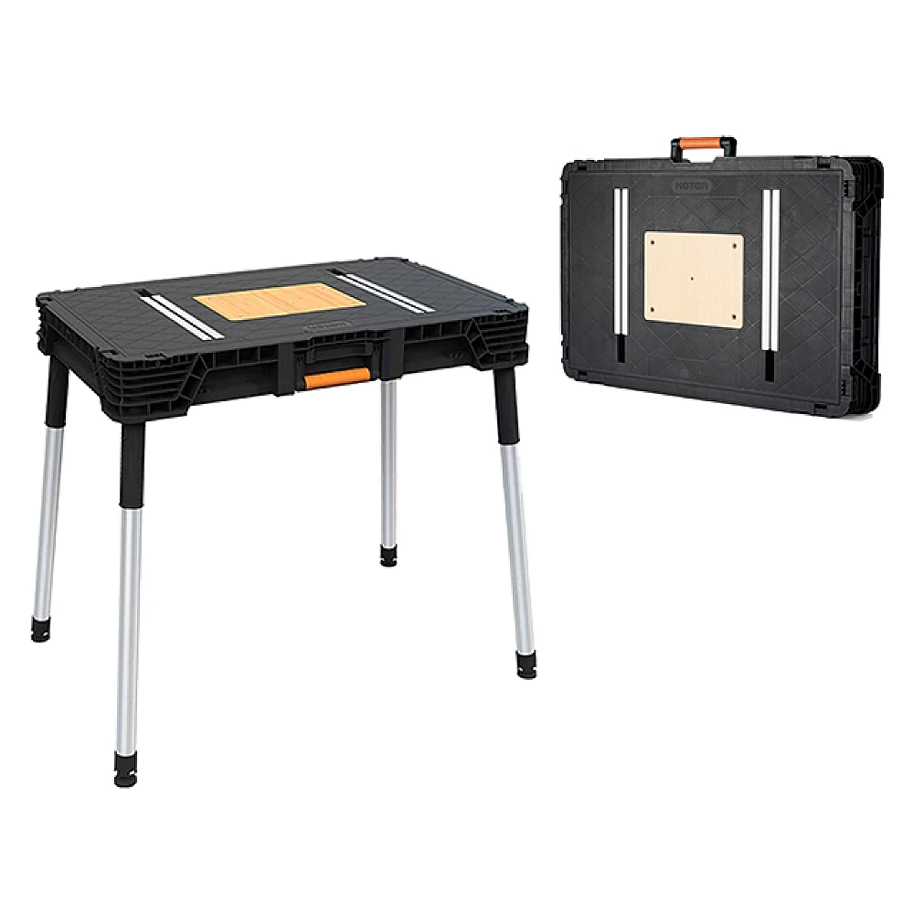 Banca de lucru pliabila Keter Wood 98X56X81.3cm, max 453kg, neagra