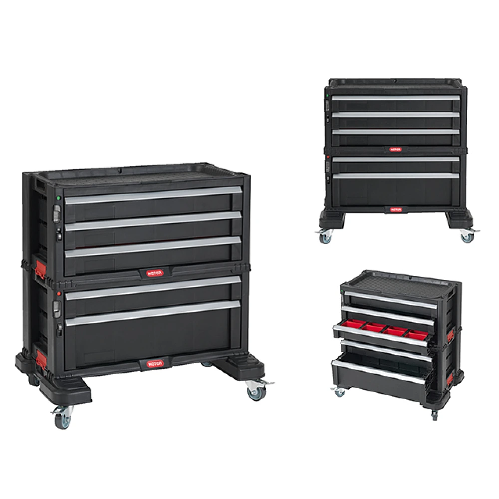 Dulap-organizator pentru depozitarea instrumentelor Keter PRO, 5 lazi, pe roti