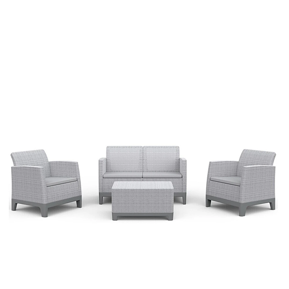 Set mobilier Scandi Forma 4 unitati: masa 51.6X74.7X40 cm, 2 fotoli 67.7X77.5X68 cm, canape, gri/bej