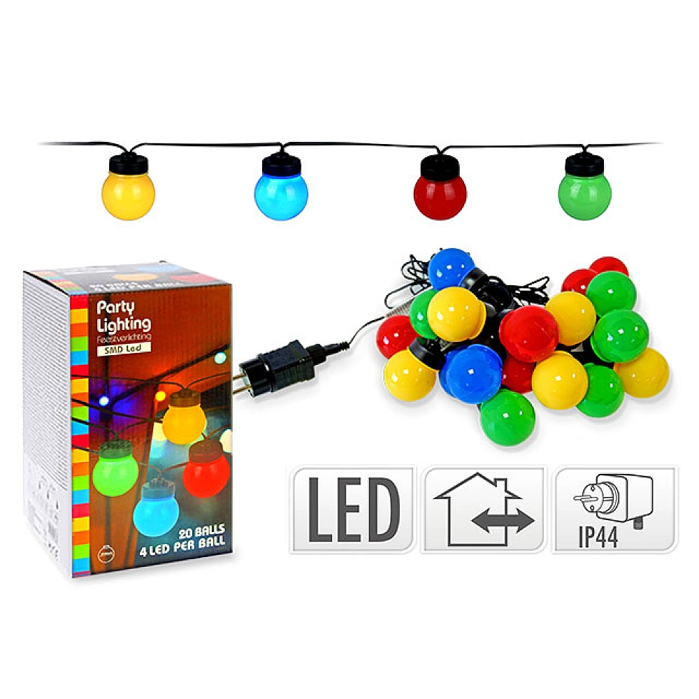 Ghirlanda luminoasa decorativa 20LED, 5cm, colore, 9.5m