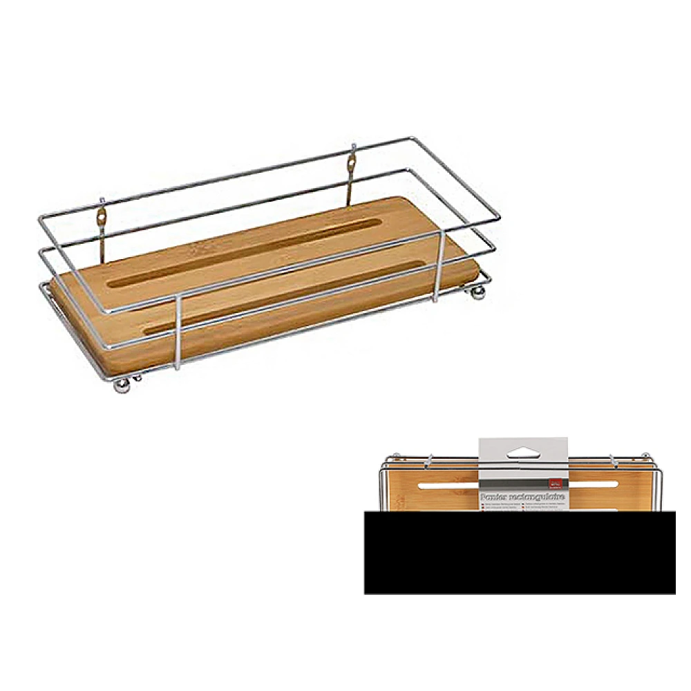 Raft Tendance din otel inoxidabil, baza din bambus