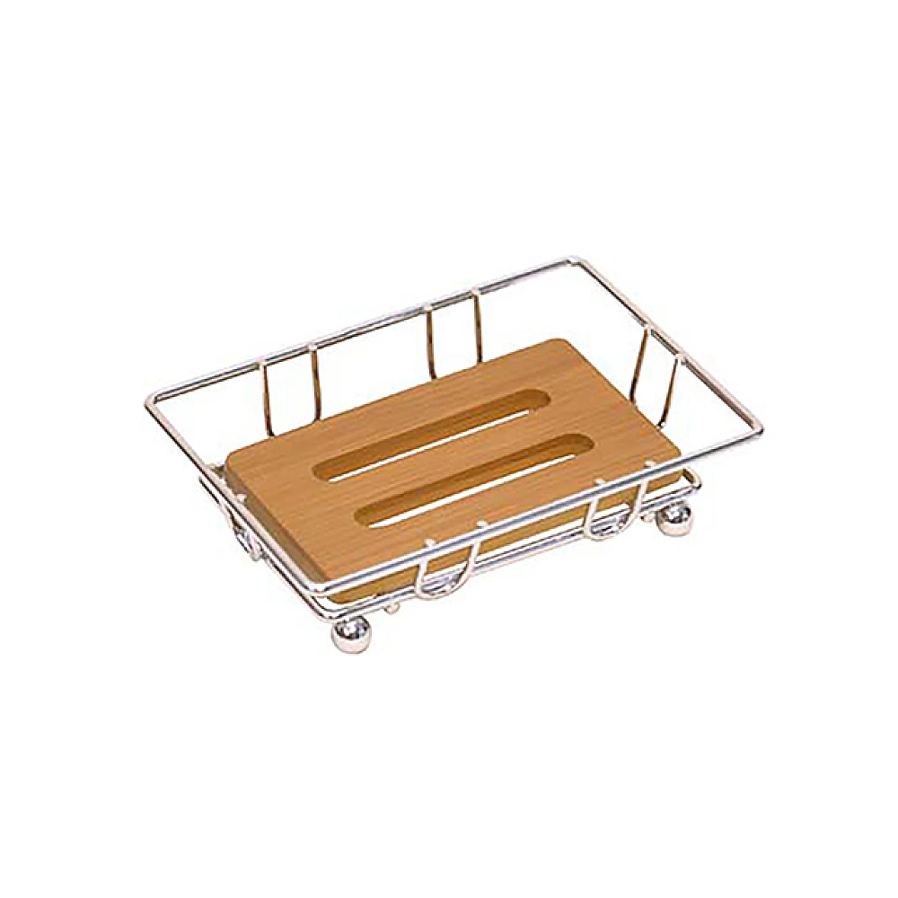 Săpunieră Tendance Bamboo din metal, bază bambus