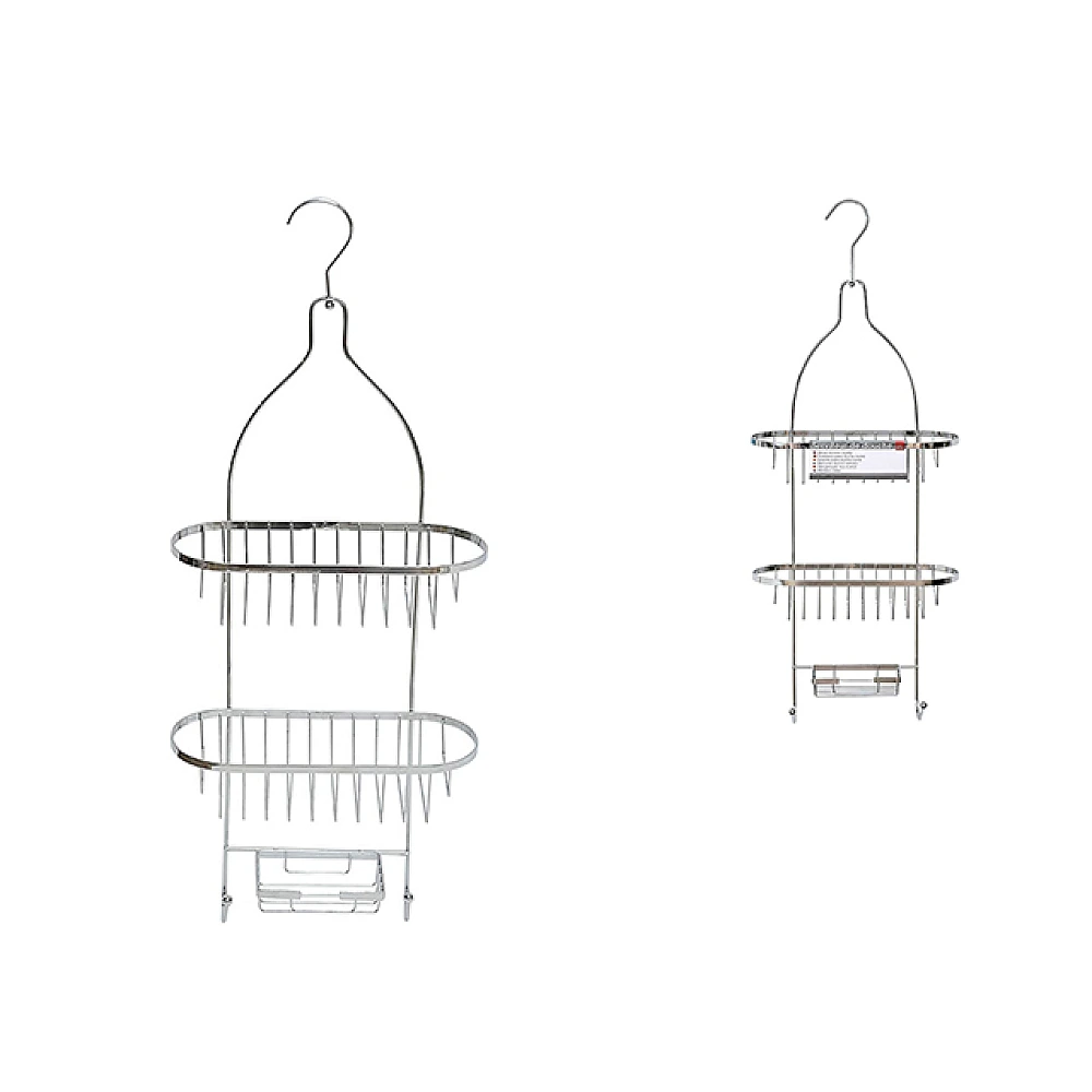 Raft de perete suspendabil cu 2 nivele + 2carlige+ sapuniera Tendance Caddy