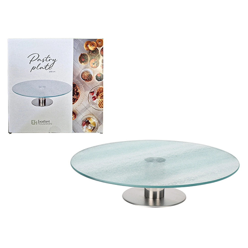 Suport de servire rotativ EH D30 cm, H7 cm sticla