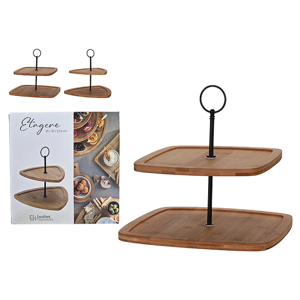 Suport de servire 2 nivele bambus 25X20X23.5cm