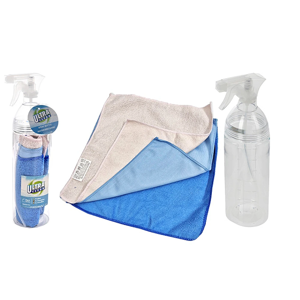 Set Ultra Clean lavete din microfibra 3buc, 30X30cm + pulverizator