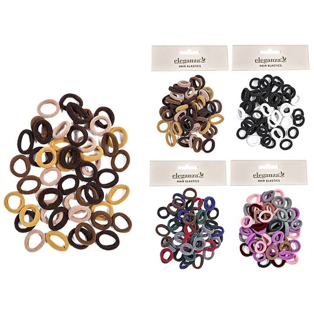 Set elastice pentru par Eleganza 50buc mici, 4 culori