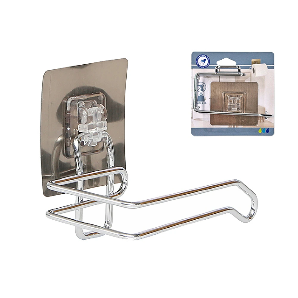 Suport pentru hârtie WC autoadeziv Tendance 8X13X10.5cm, crom