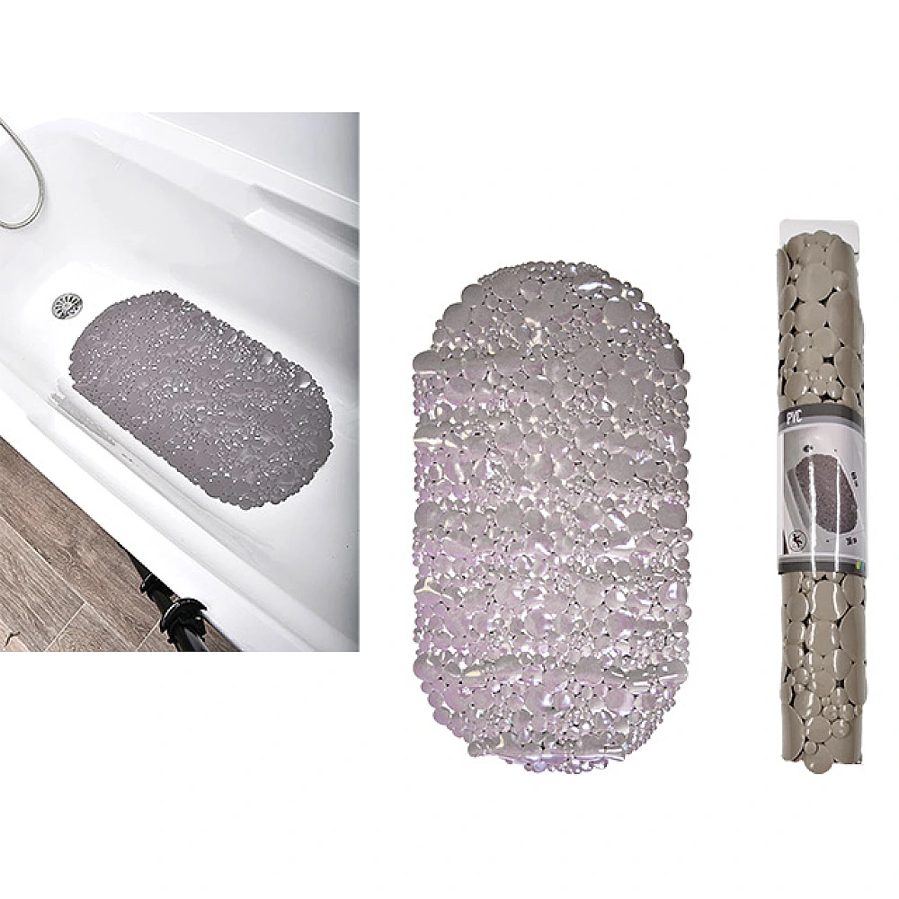 Covoras de baie oval 36X69cm Tendance Bubbles gri-cafeniu, PVC