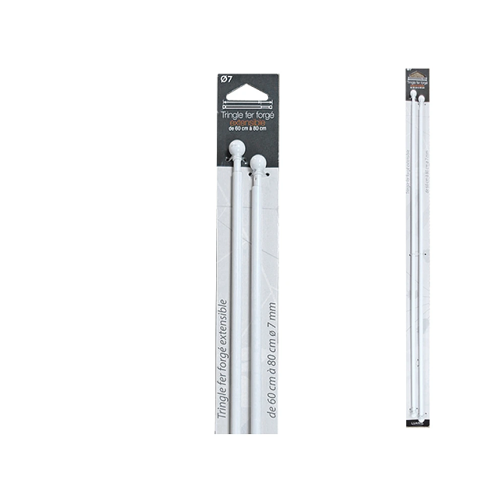 Tija glisanta pentru perdea 2buc, 60-80cm D7mm Luance, alb