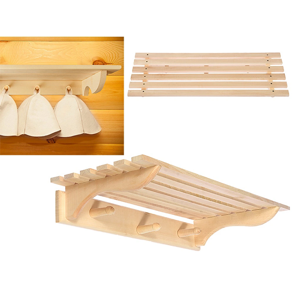 Cuier BS 3 carlige cu polita 60X28cm, lemn de tei