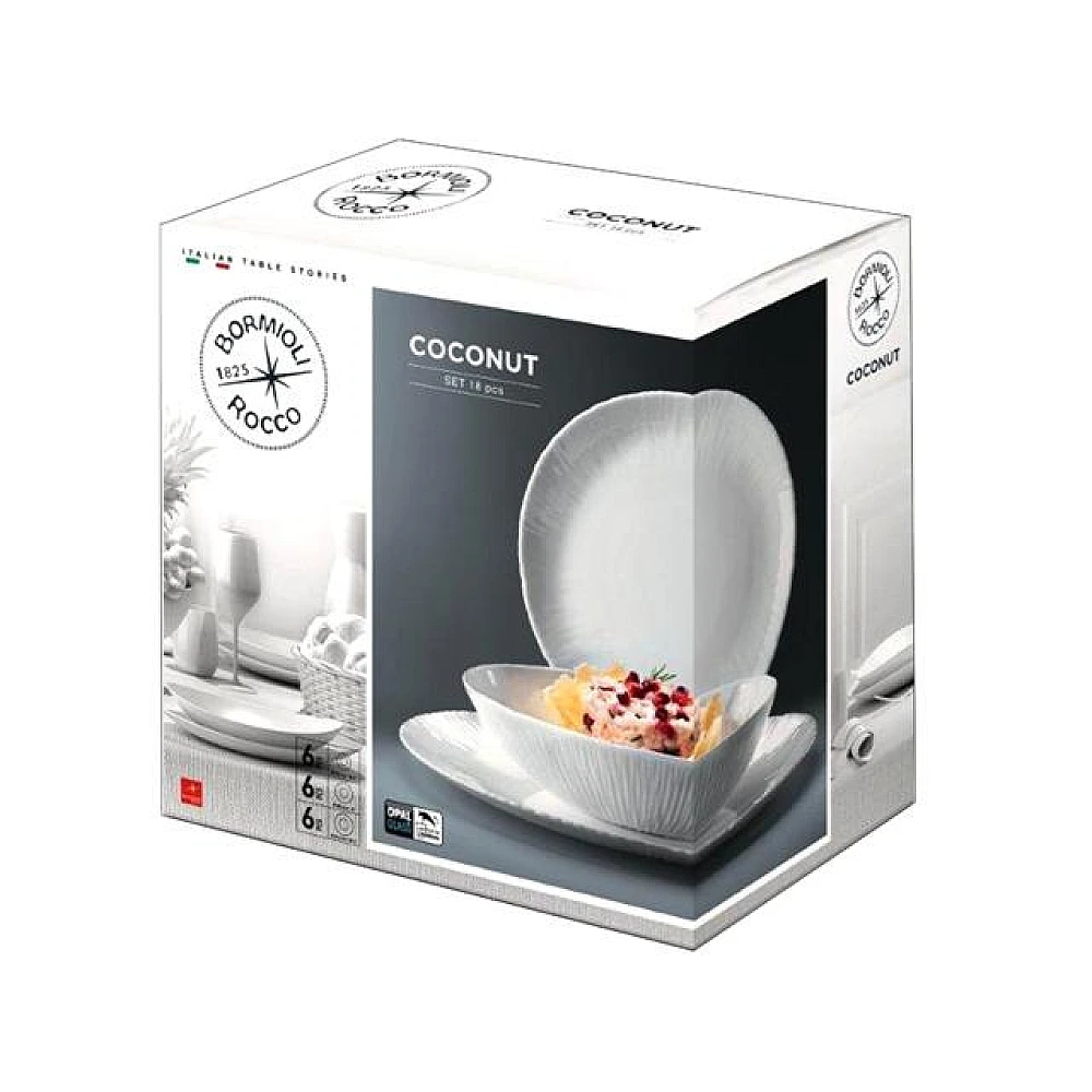 Set farfurii Bormioli Coconut 18buc, sticla de opal